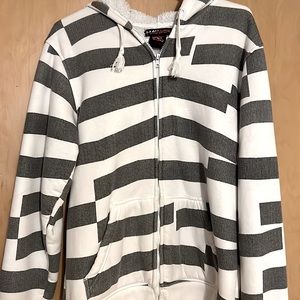 HAWK Striped Zip Up Hoodie Size Medium 🖤 Super Cozy Jacket